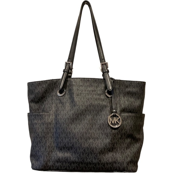 MICHAEL KOR JET SET BLACK GRAY SIGNATURE TOTE - Picture 7 of 10